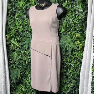 ANNE KLEIN Dress Women 12 Tan Sleeveless Sheath Round‎ Neck Cocktail Career 2535